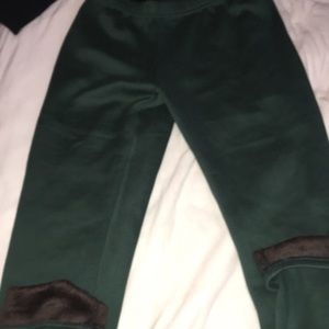 green fleece lined leggings